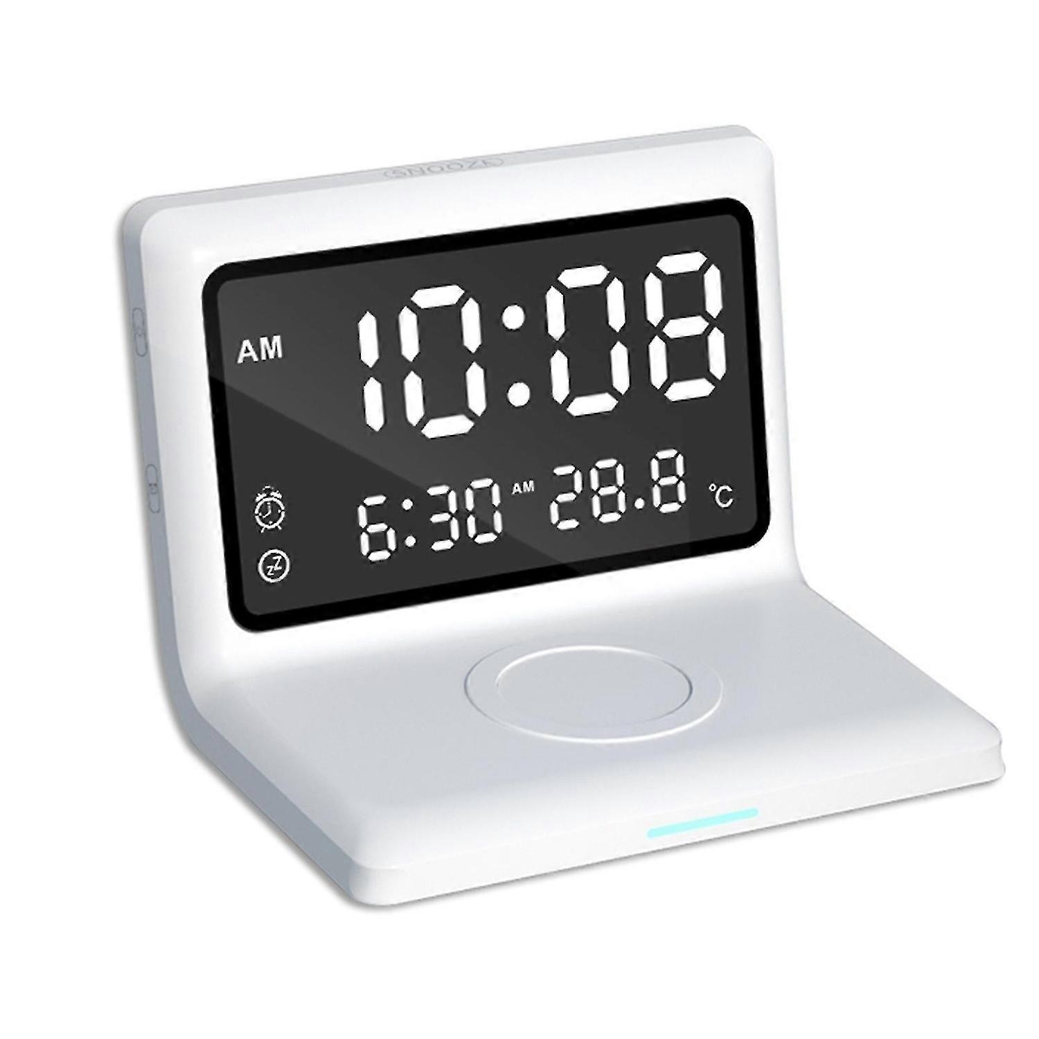 Alarm clock wireless charging with snooze function, mirror, suitable for bedroom home office