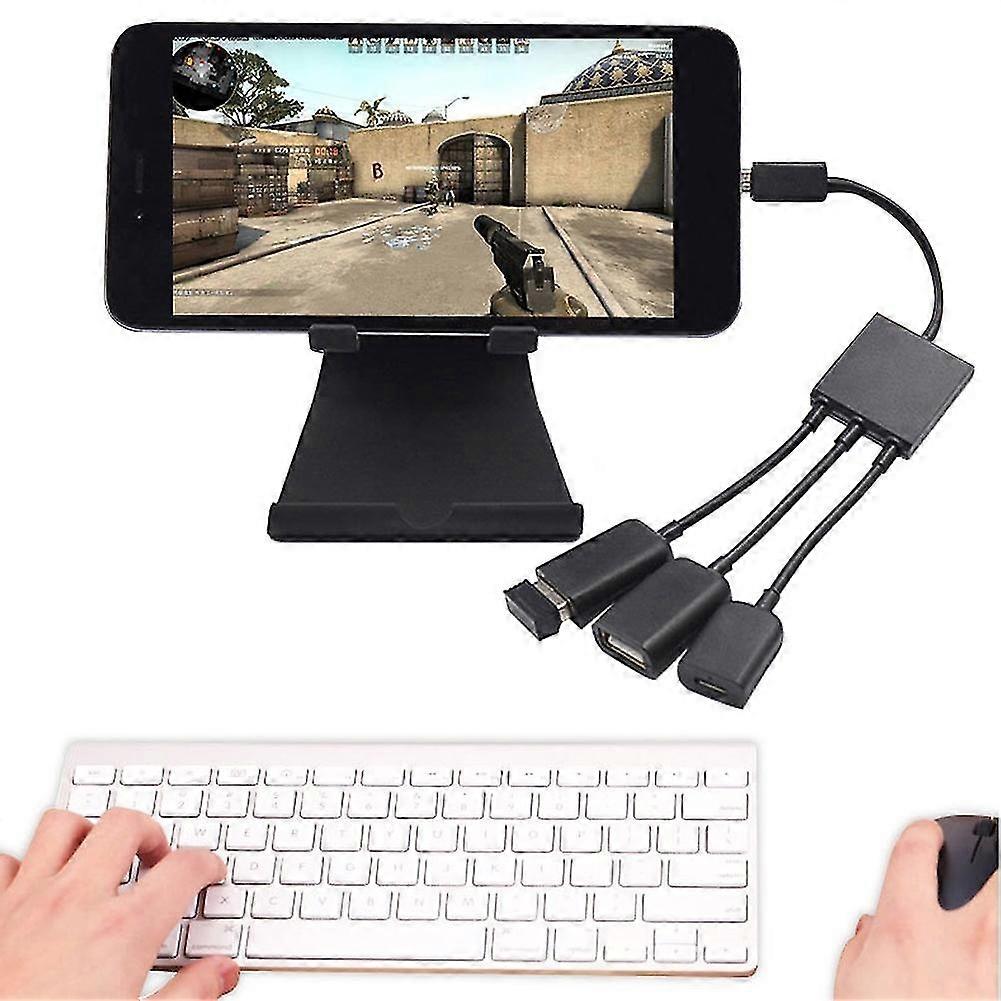 Portable 3 in 1 Micro USB OTG Data Cable Adapter Converter Hub for Mobile Phone