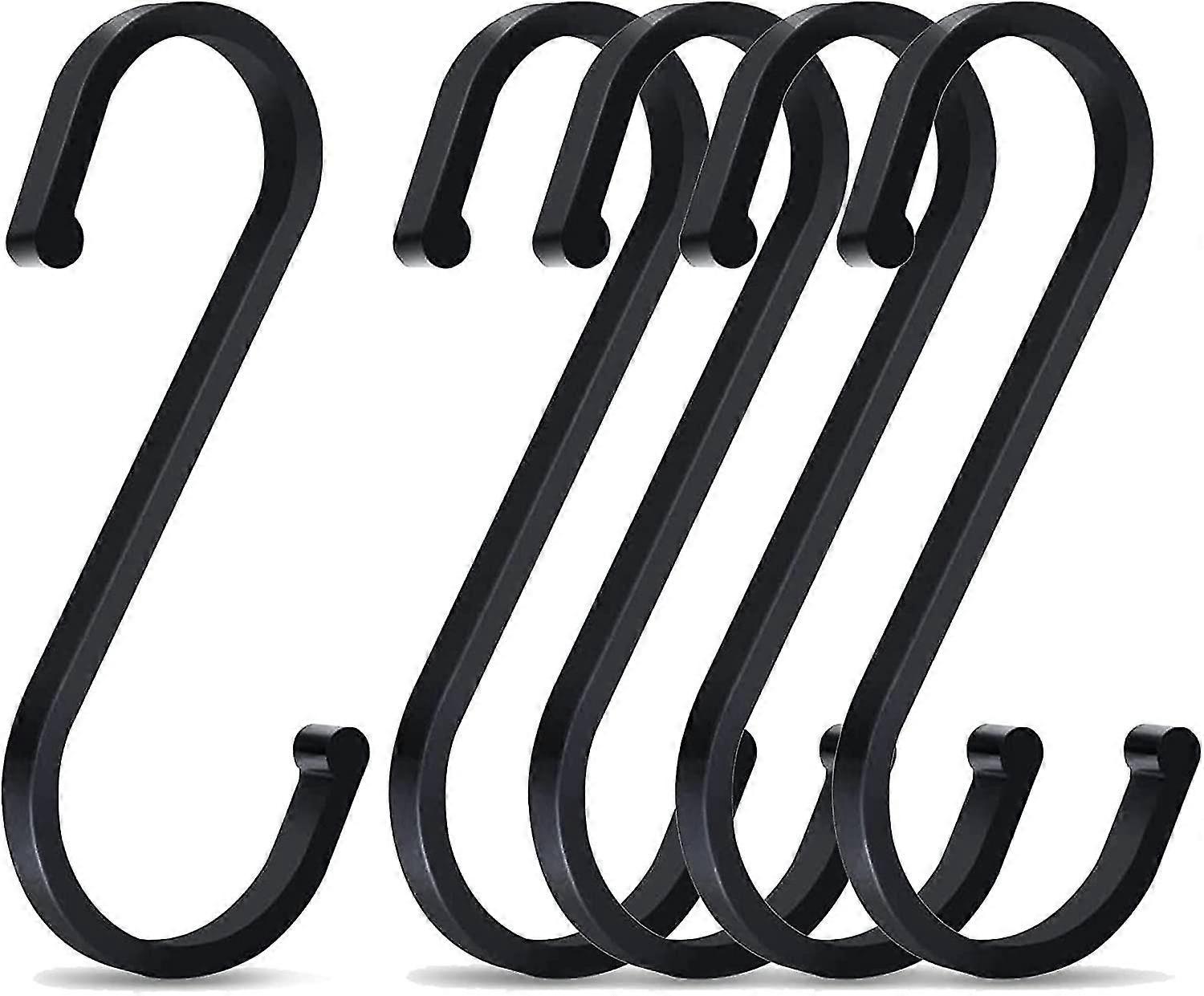 5 Pieces S-hooks, 80mm S-shape Aluminum Hooks, Multi-function Hook, For Kitchen, Bathroom(black)