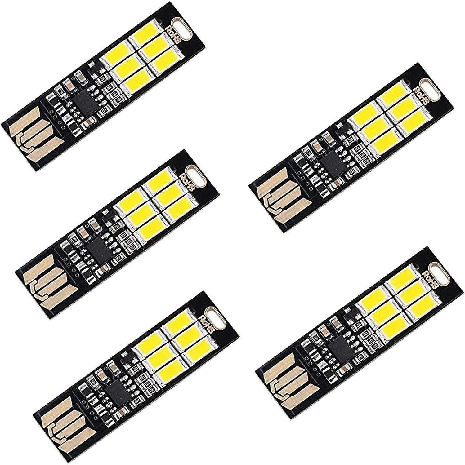 5 USB LED Lights for Laptop Keyboards, Super Bright with 6 LEDs and One Key Dimmer to Adjust Light, Hang on Key Ring (Cool White)