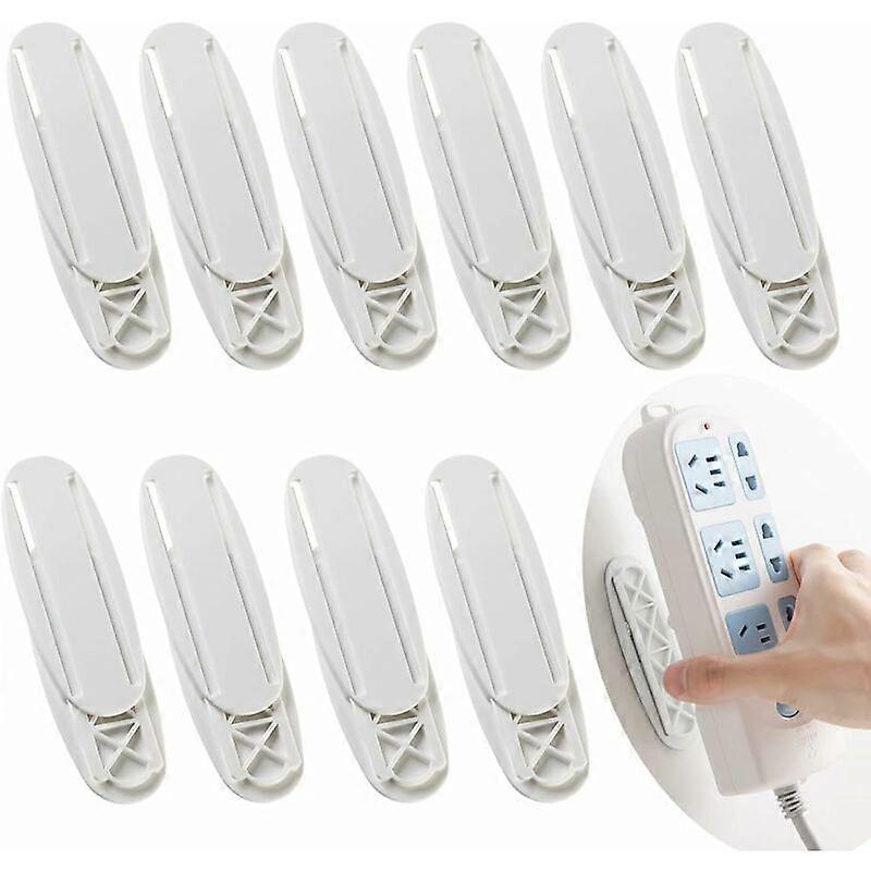 10 Pieces Wall Mount for Power Strip, Self Adhesive Power Strip Wall Mount, Plastic Power Strip Mount, for Plug in Socket Support, Power Strip Router,