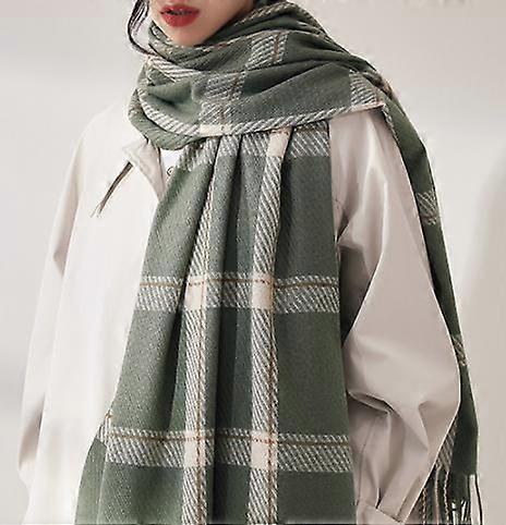 1PCS vert hiver doux plaid écharpe chaude
