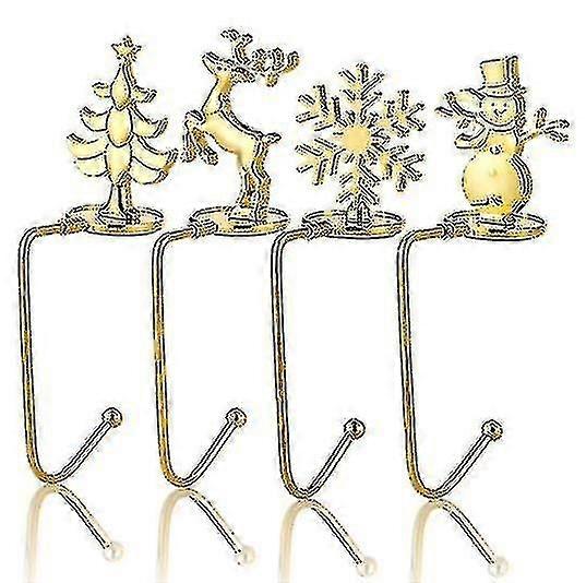Christmas Stocking Hanger For Mantel, Stocking Hook For Christmas Decoration Set 4