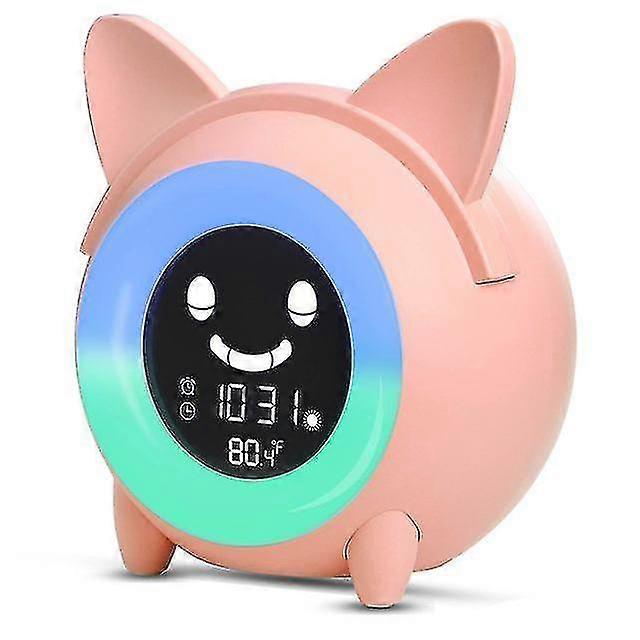 Kids Child Alarm Clock Sleep Trainer Clock 5 Color Night Light Digital Wake Up Cute Clock With Tempe-YuJia