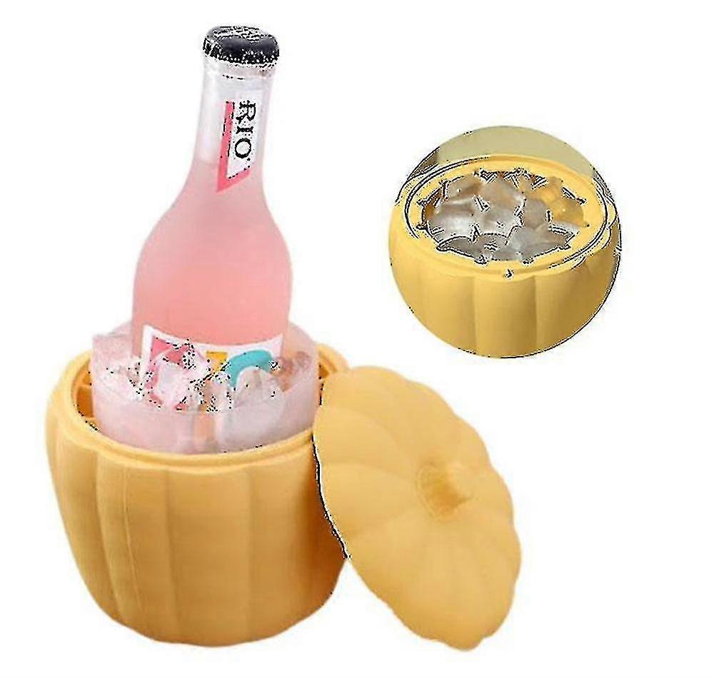 12cm 3d Silicone Pumpkin Ice Bucket Mold, Kitchen Cube Making Tool With Lid-e