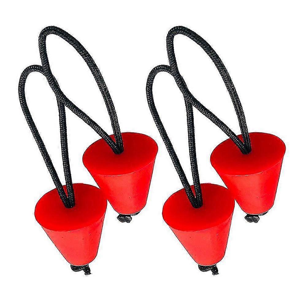 Universal Silicone Kayak Scupper Plug Kit Canoe Drain Holes Stopper Bung Replacement(4pcs, Red)