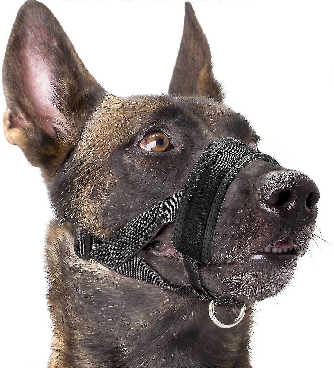 sunrain dog muzzle nylon soft padding, adjustable loop, black
