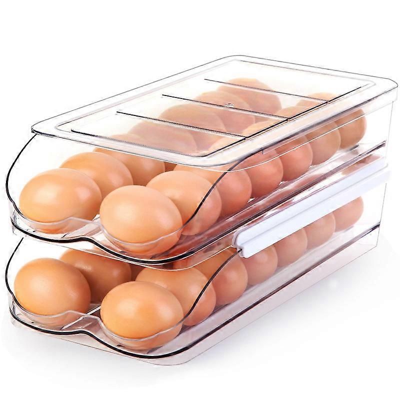 Egg Holder for Fridge, Automatic Rolling Egg Container