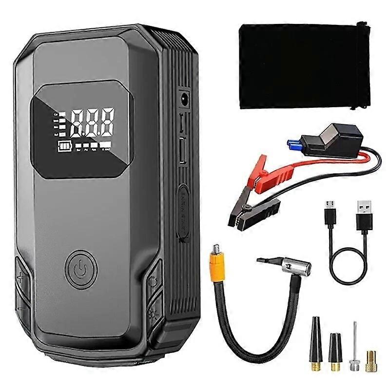 Bil Tire Inflator &; Jump Starter Vehicle Jump Starter med dekk Inflator LED Display Car Tire 8000mAh