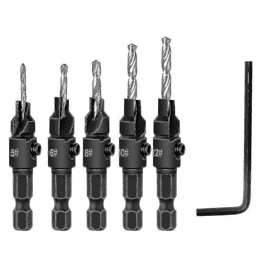 5pcs Woodworking Drill Bits Hole Opener Set Hexagon Screw Hardware Tools
