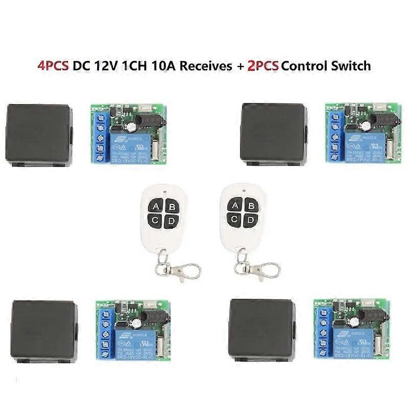 433Mhz Universal Wireless Remote Control Switch DC 12V 1CH Relay Receiver 4 gang and RF Transmitter Electronic Lock Control Diy