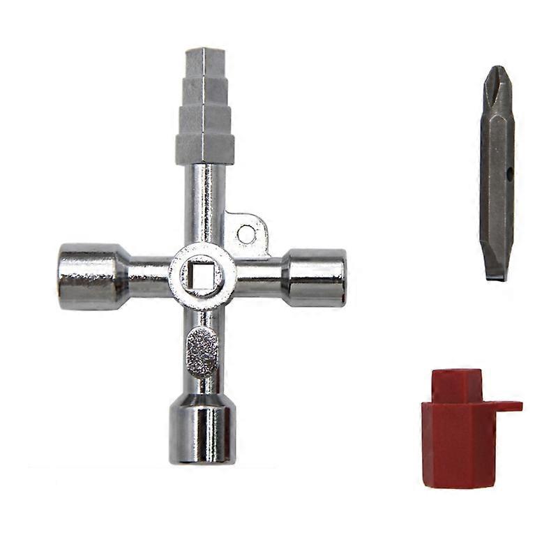 4 Way Key Wrench Cross Universal Square Wrench Tool for Elevator Electrical
