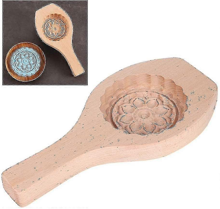 Wooden Diy Moon Cake Mold Baking Tray With Flower Pattern