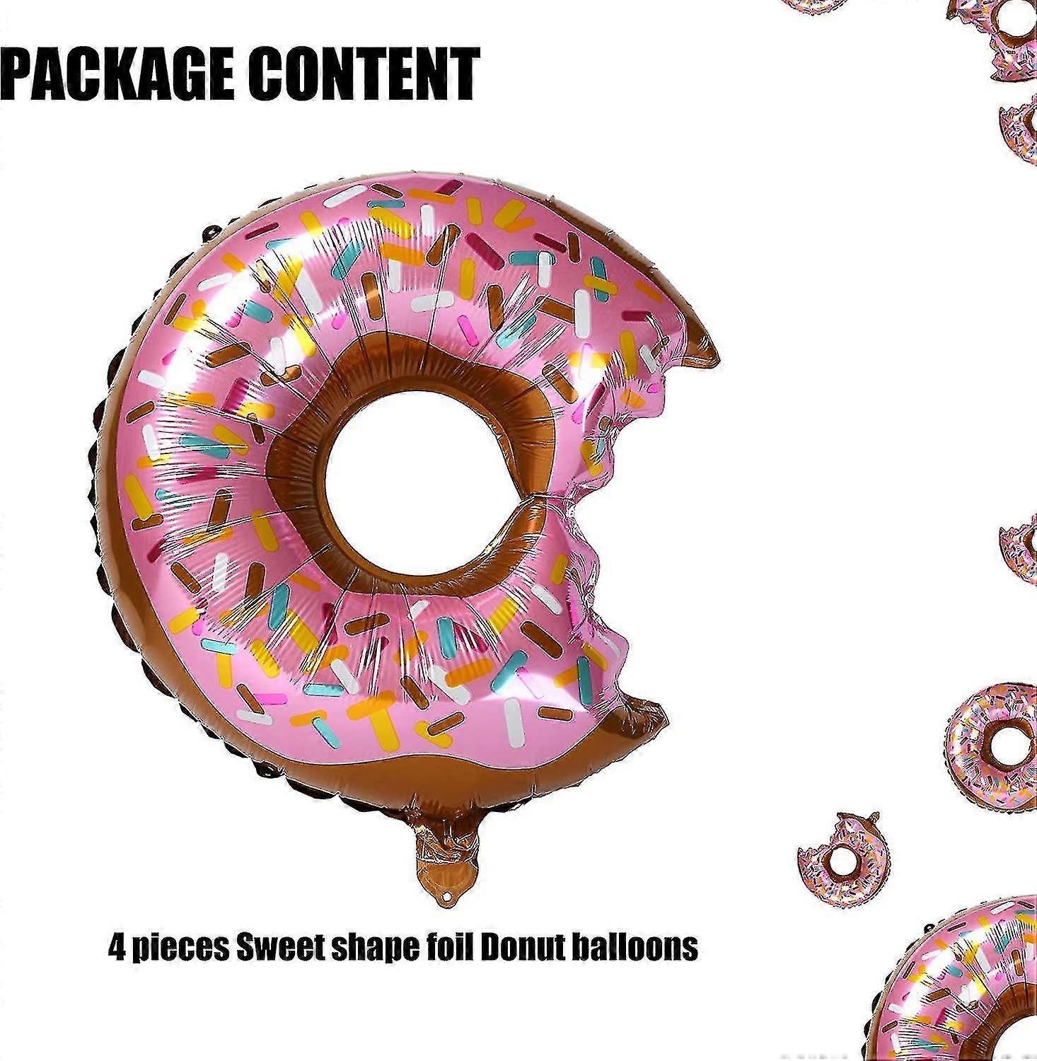 4 Pcs Big Donut Foil Balloons Large Mylar Doughnut Balloon Giant For Birthday Party Decorations Supplies Baby Shower Donut Time