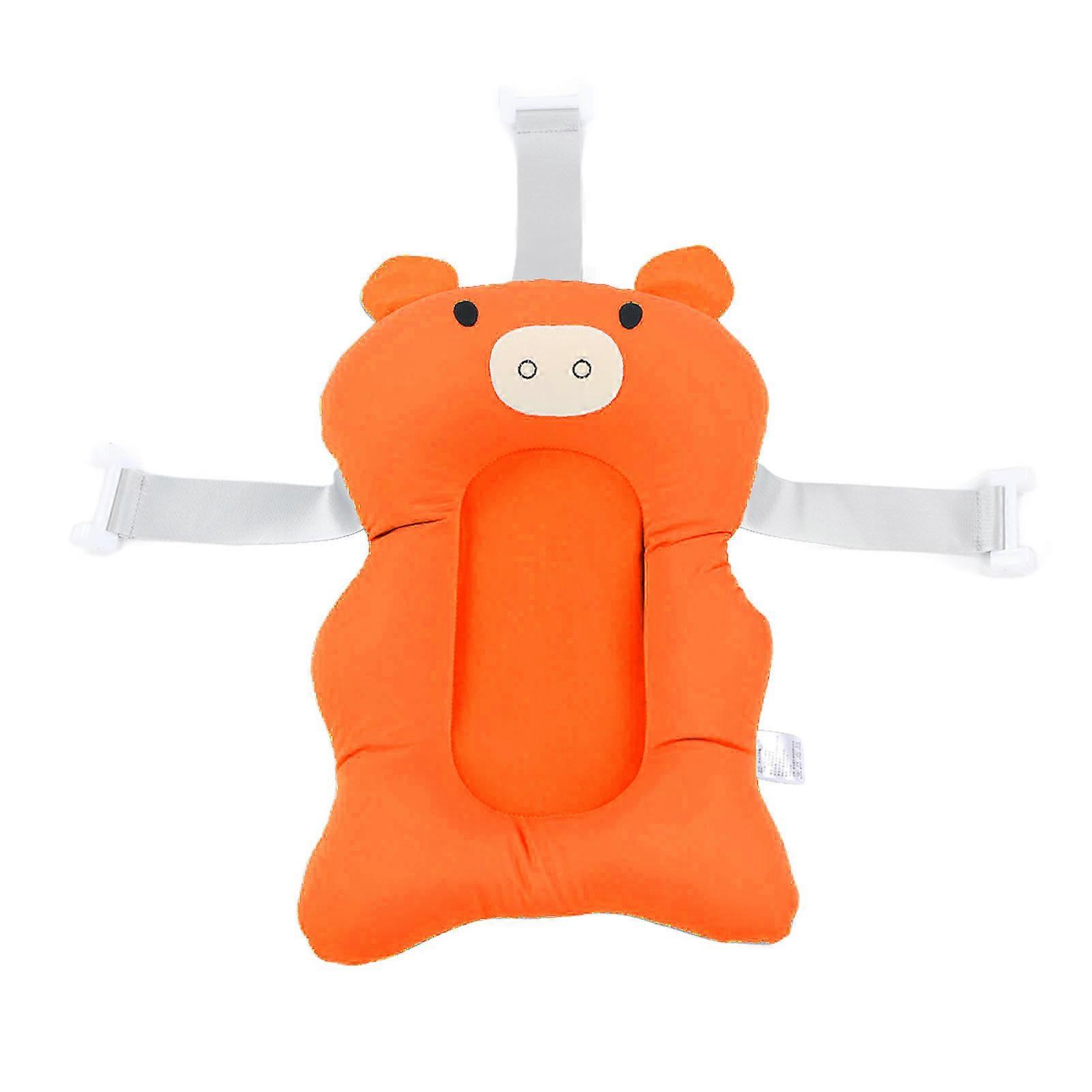 Baby Bath Support Cushion Floating Adjustable Safe Soft Bath Pillow for Infant Shower Orange