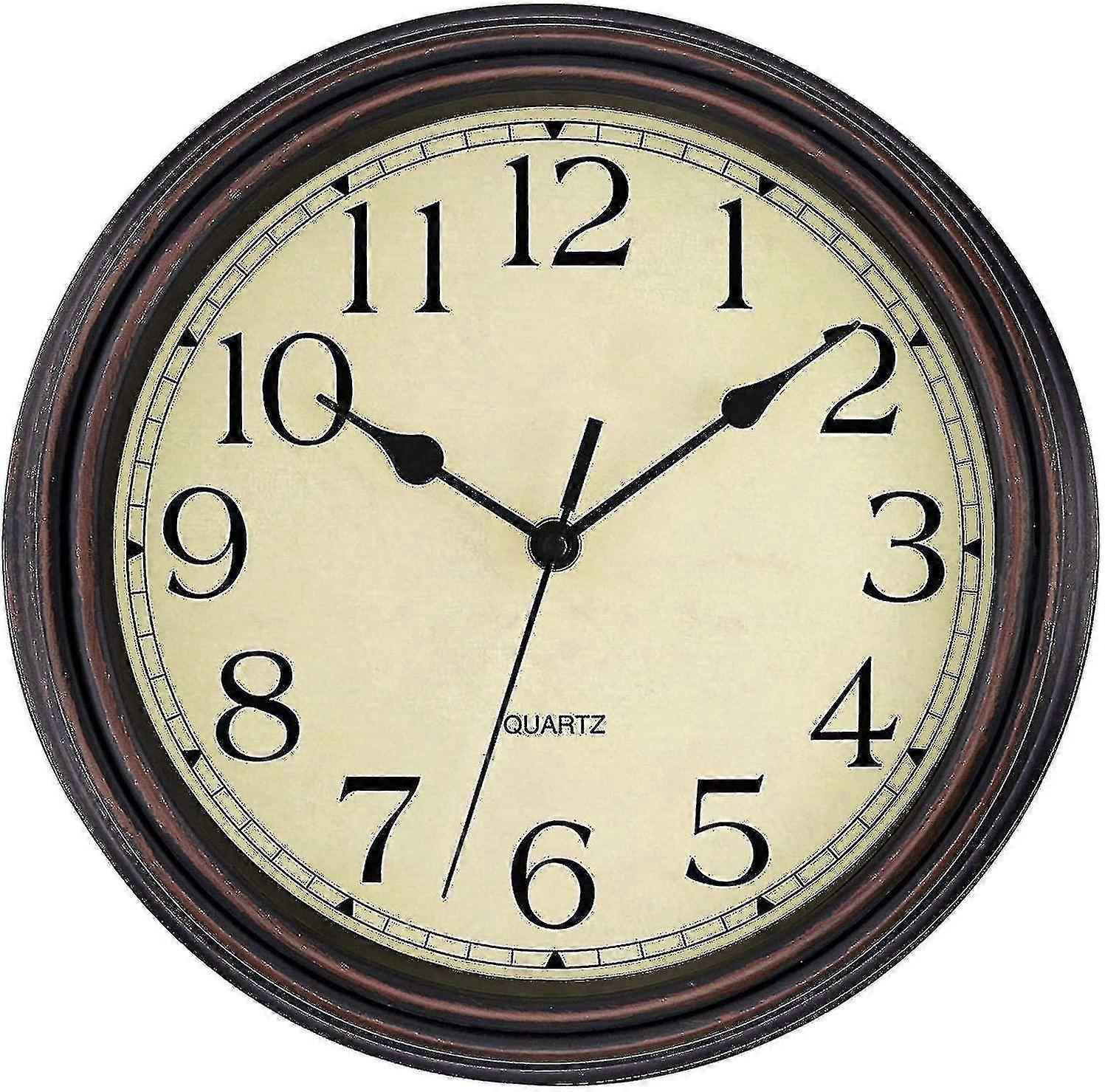 Silent No Tick Round Retro Quartz Clock Wall Clock (12 Inches)