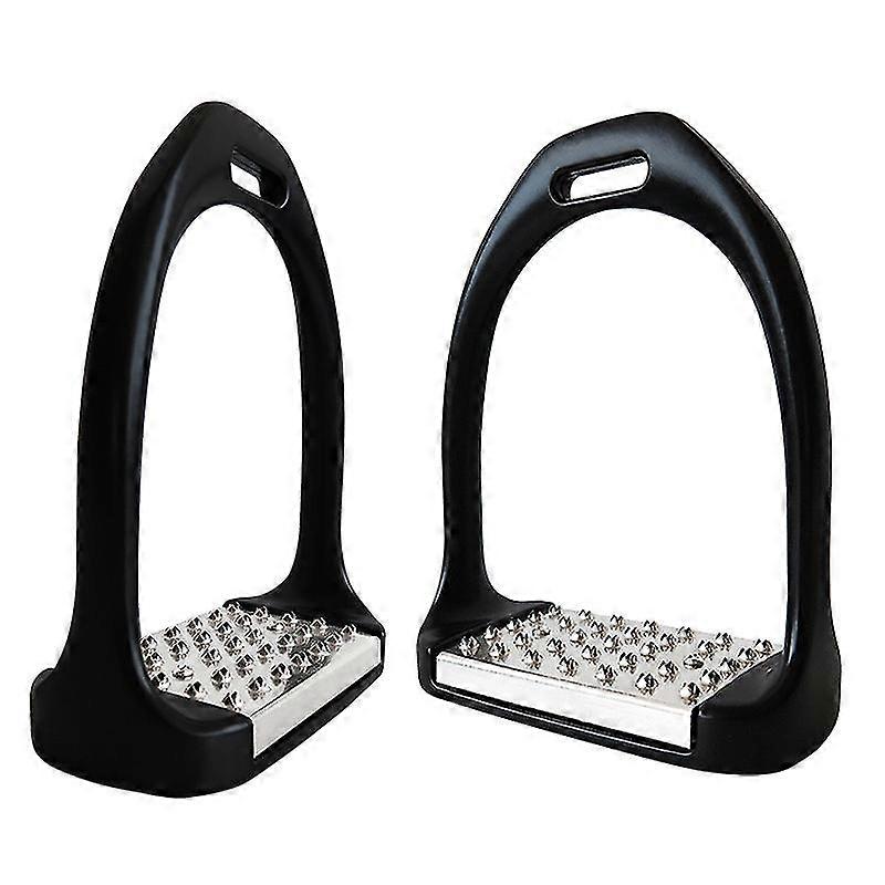 Horse Stirrups, Anti Slip Aluminum Safety Stirrups Equestrian Riding Stirrups - Black