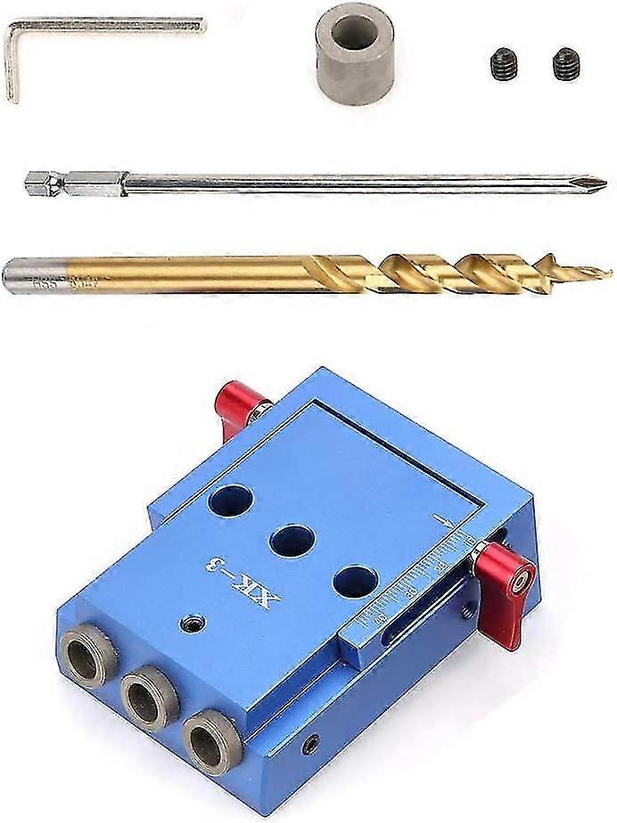 Woodworking Pocket Hole Jig Kit Aluminum Angled Drill Guide Set Positioner Locator Tool