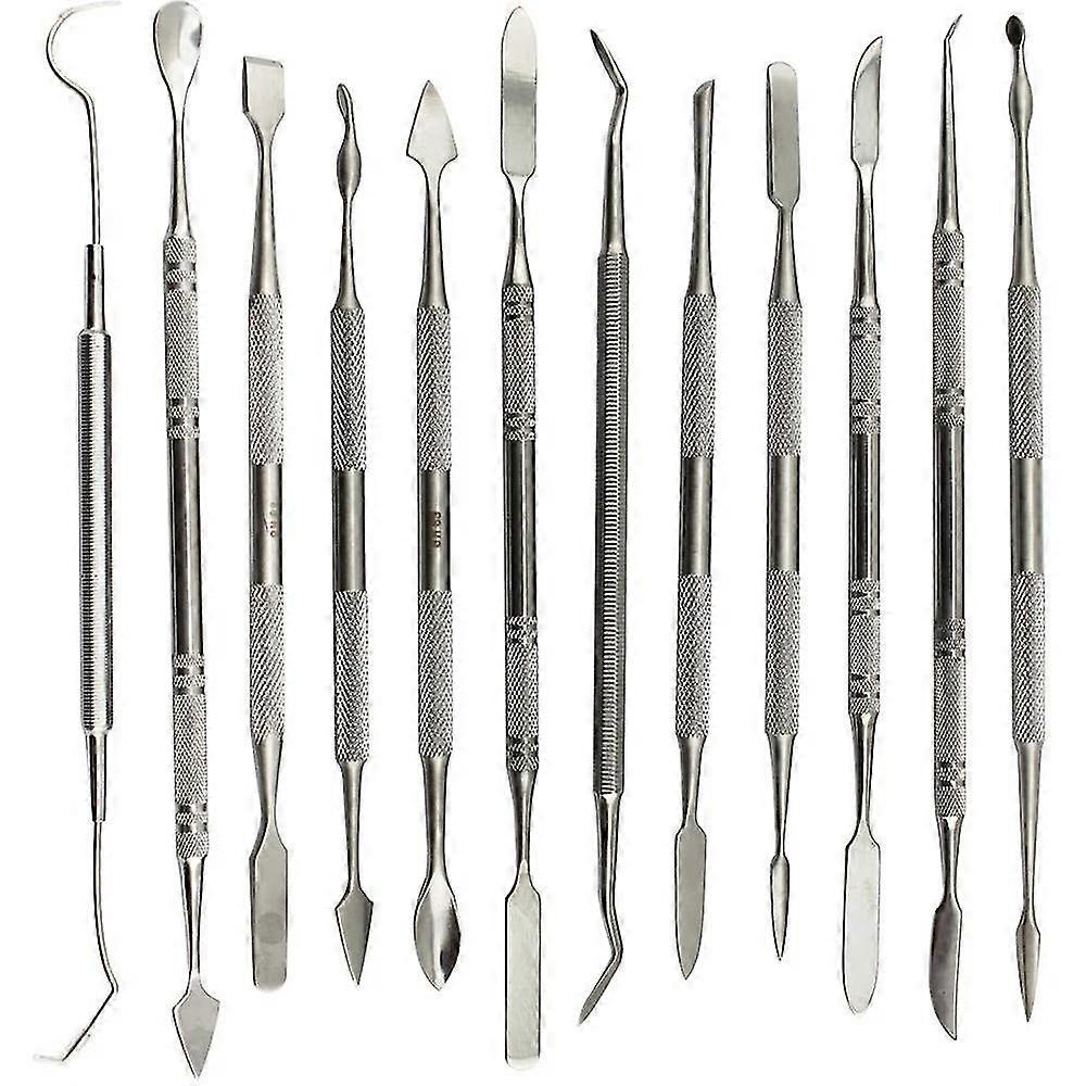 12 Pcs Wax Carvers Set Double Ended Dental Wax Modeling Sculpting Tools Dental Picks Polymer Potter