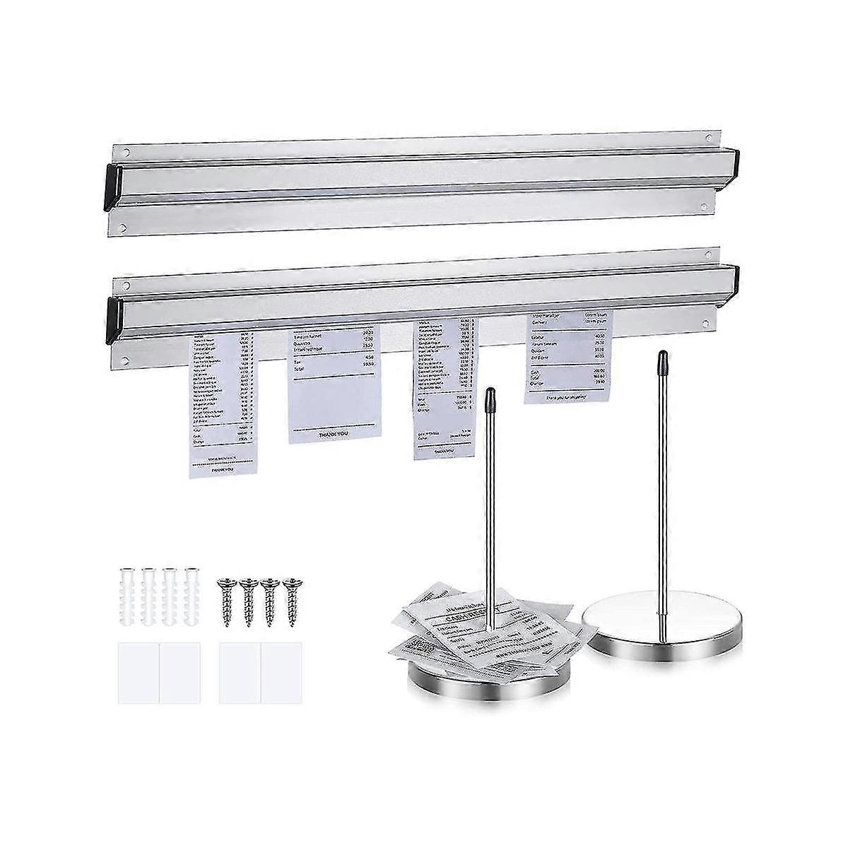 Ensemble de 4 porte-billets Slide Check Rack et porte-reçus en acier Ticket Stabber compatible Restaurant Tick + (trec