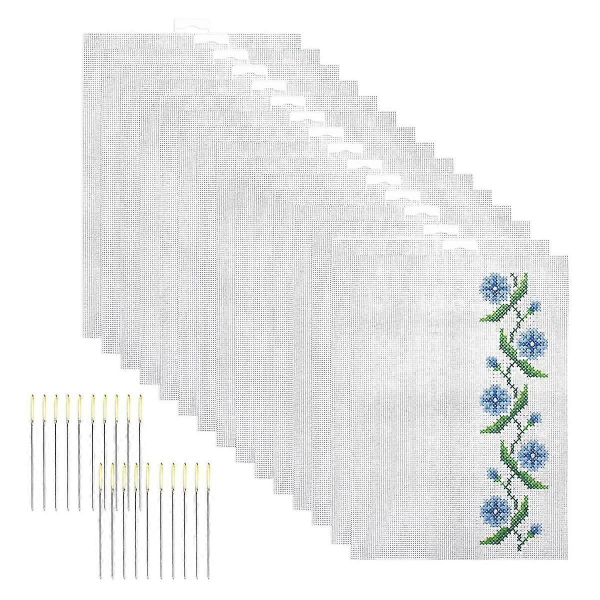 15PCS 14 Count Plastic Mesh Canvas Sheets, Percompatibleated Plastic Stitching Canvas Plastic Mesh Canvas+wer