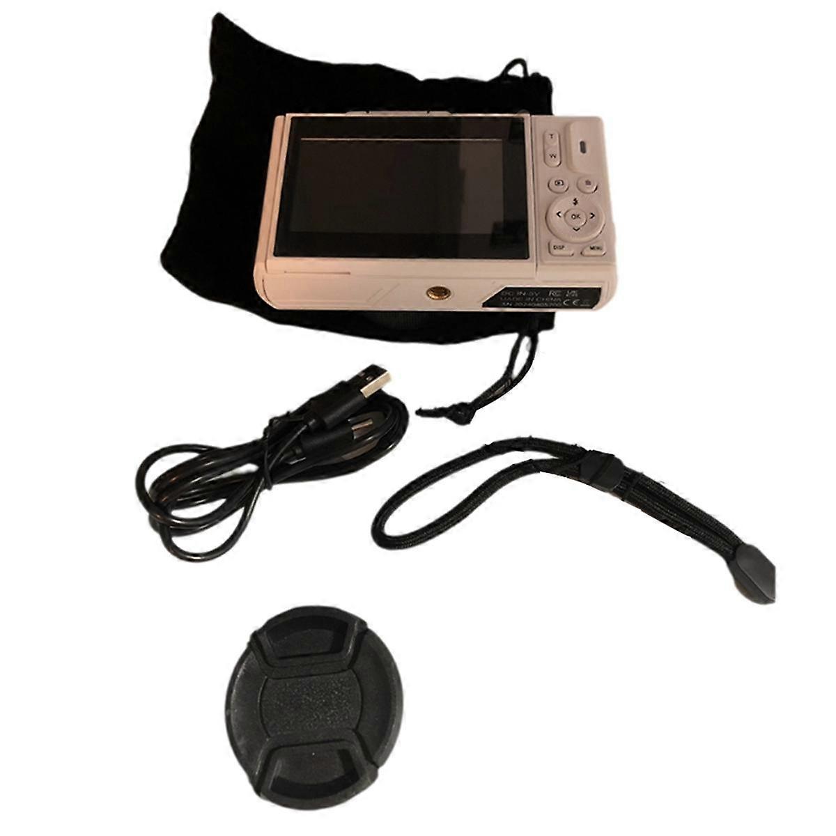 写真撮影用64MPデジタルカメラ 4Kビデオ Vlogカムコーダー 18倍デジタルズームカメラ 180フリップスクリーン ホワイト