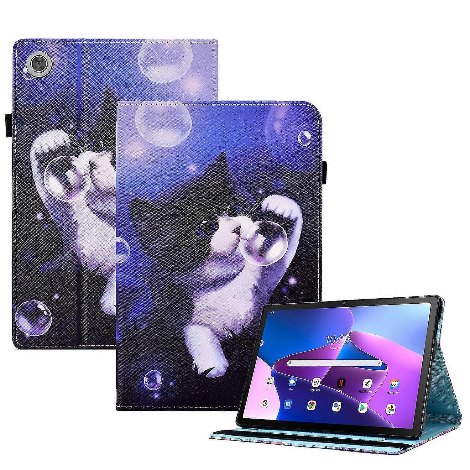For Lenovo Tab M10 (gen 3) Pu Leather Tablet Case Pattern Printing Stand Card Holder Cover With Elastic Band