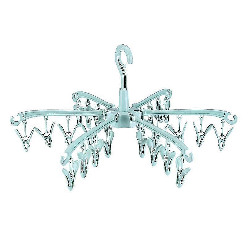 Foldable Drying Rack With 24 Clips Rotatable (green)