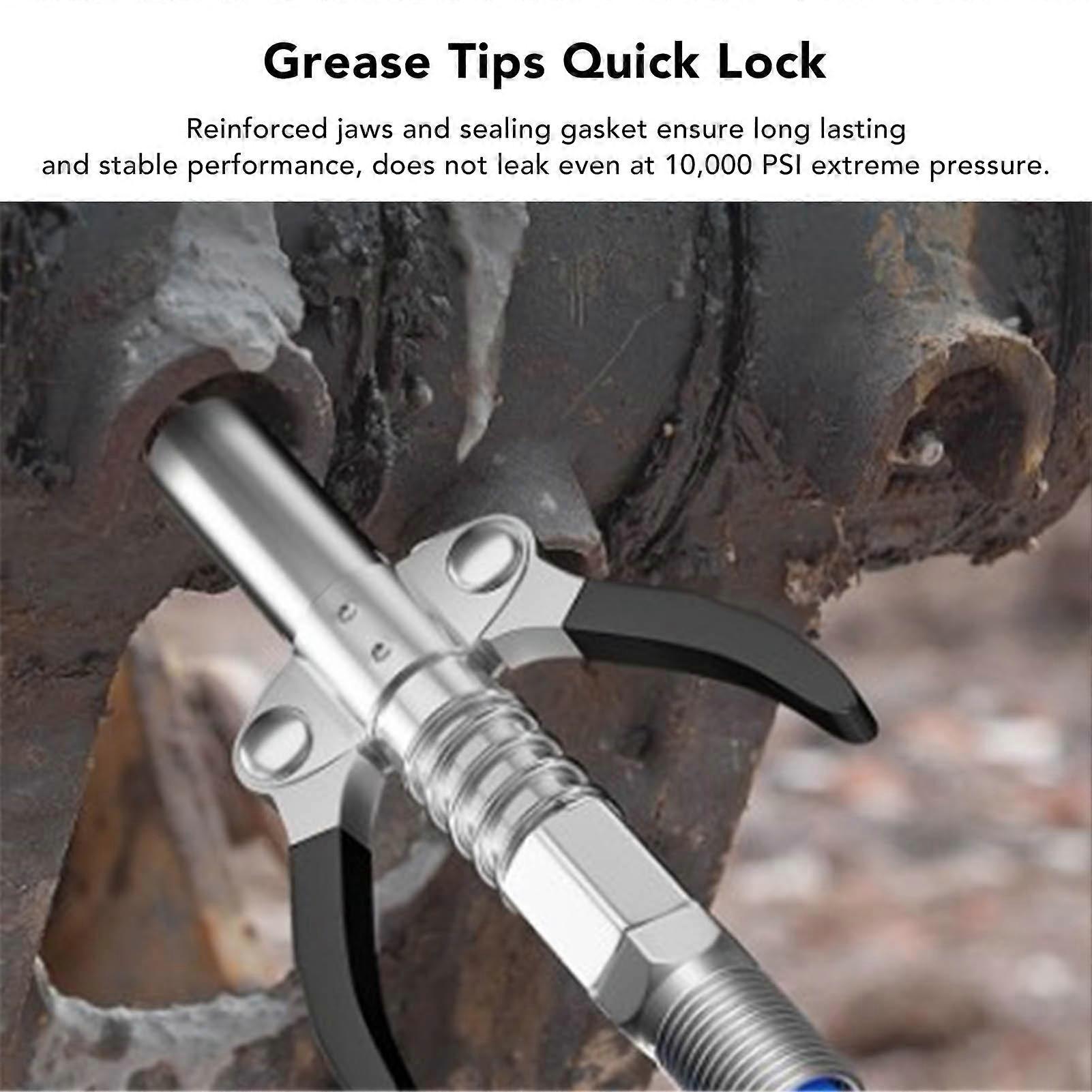 Quick Release Grease Coupler Double Handle Quick Lock Release Grease Tips Ends Couplers Rated 10000 PSI with Internal Thread G1/8