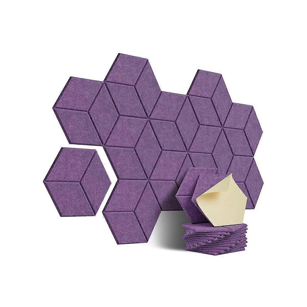 12Pcs Self-Adhesive Acoustic Panel Hexagon Y-Lined Sound Proof Panel Noise Insulation High Density