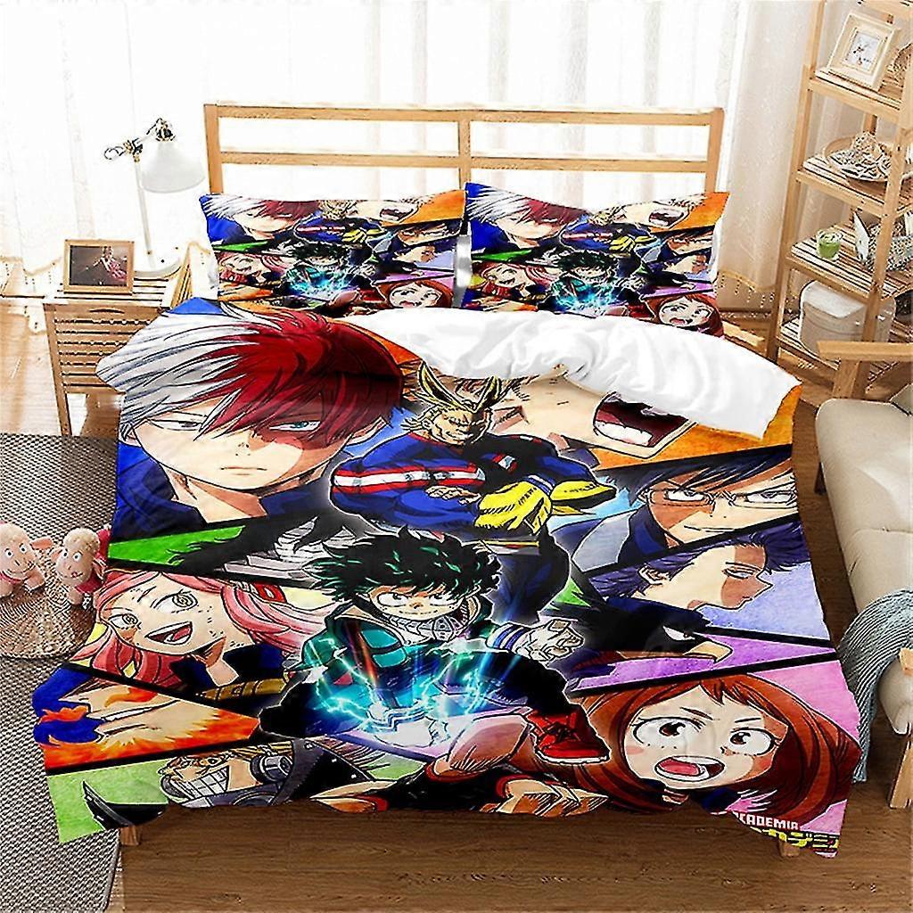 o3599 Prześcieradła Nowe My Hero Academia Pościel Zestaw pościeli Twin Full Queen King Size Miękka poszewka na kołdrę z mikrofibry Anime 1 i 2 poszewki na poduszki Prezenty dla fanów Łóżko