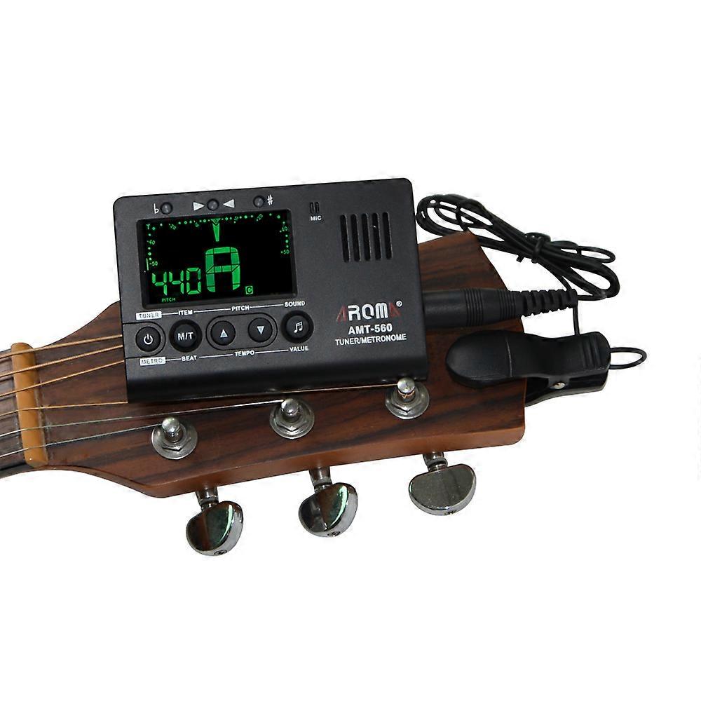 Aroma AMT-560 Electric Guitar Tuner Guitar Metronome Built-in Mic Pickup Cable 6.3mm for Guitar Chromatic Bass Violin Ukulele