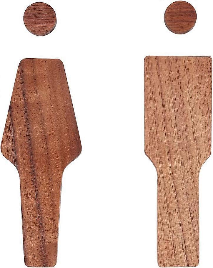 Wood Unisex Restroom Sign Modern Braille Public Bathroom Signs Wooden Toilet Identification Sign Stickers Men Women Door Signage Decor Self Adhesive B