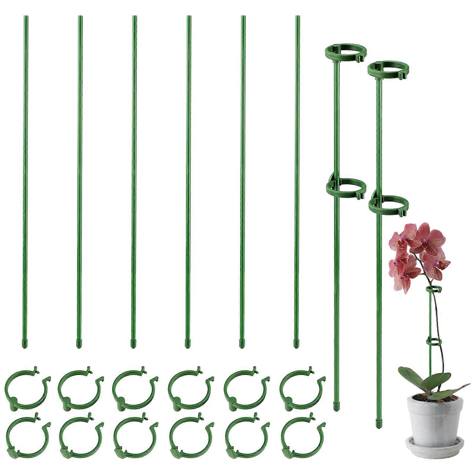 6 Pack Plant Support Stakes, 30/45/60 cm Single Stem Support Stake Plant Cage Support Ring