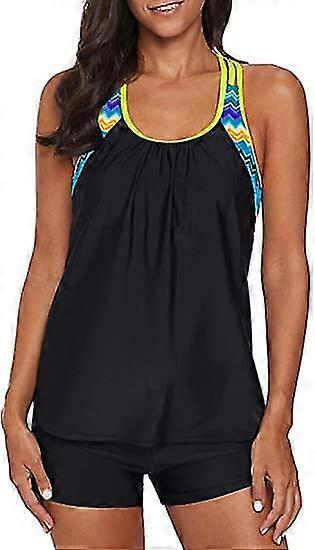 Blouson Rayé Imprimé Strappy T-back Push Up Tankini Top Avec Shorts