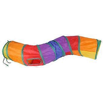 S Shape Pet Cat Tunnel Funny Kitten Tube Collapsible Interactive Training Toy(color:rainbow)