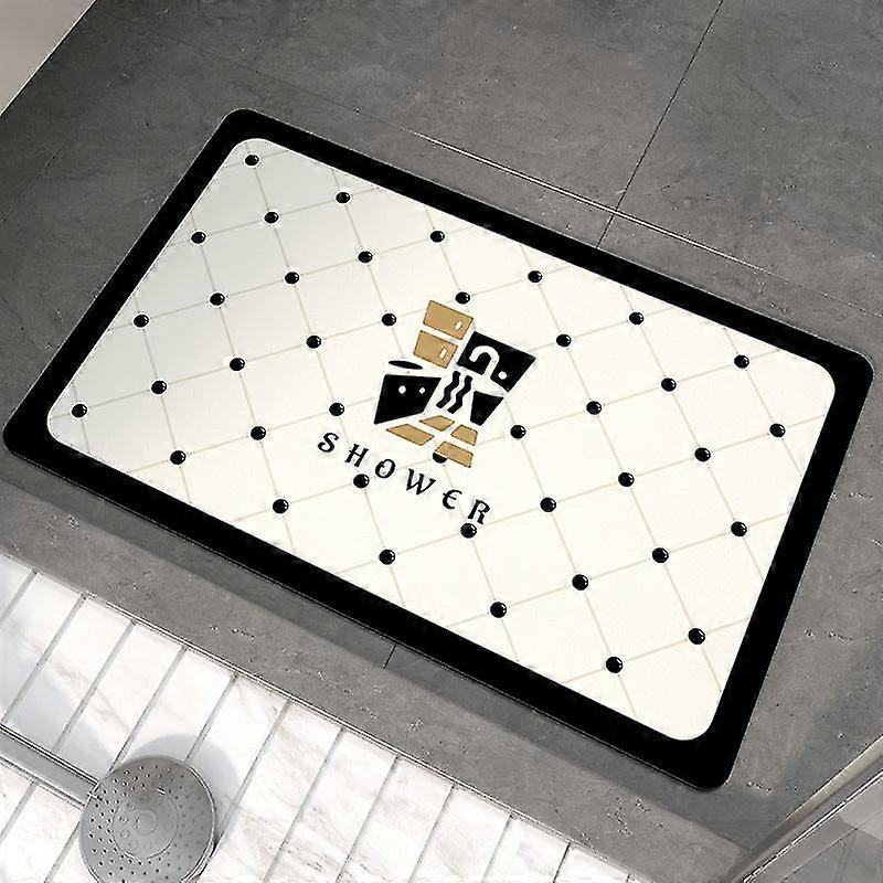 Bath Mat Non Slip Absorbent Shower Bathroom Rug Carpet Checkerboard Lattice Diatomaceous Earth