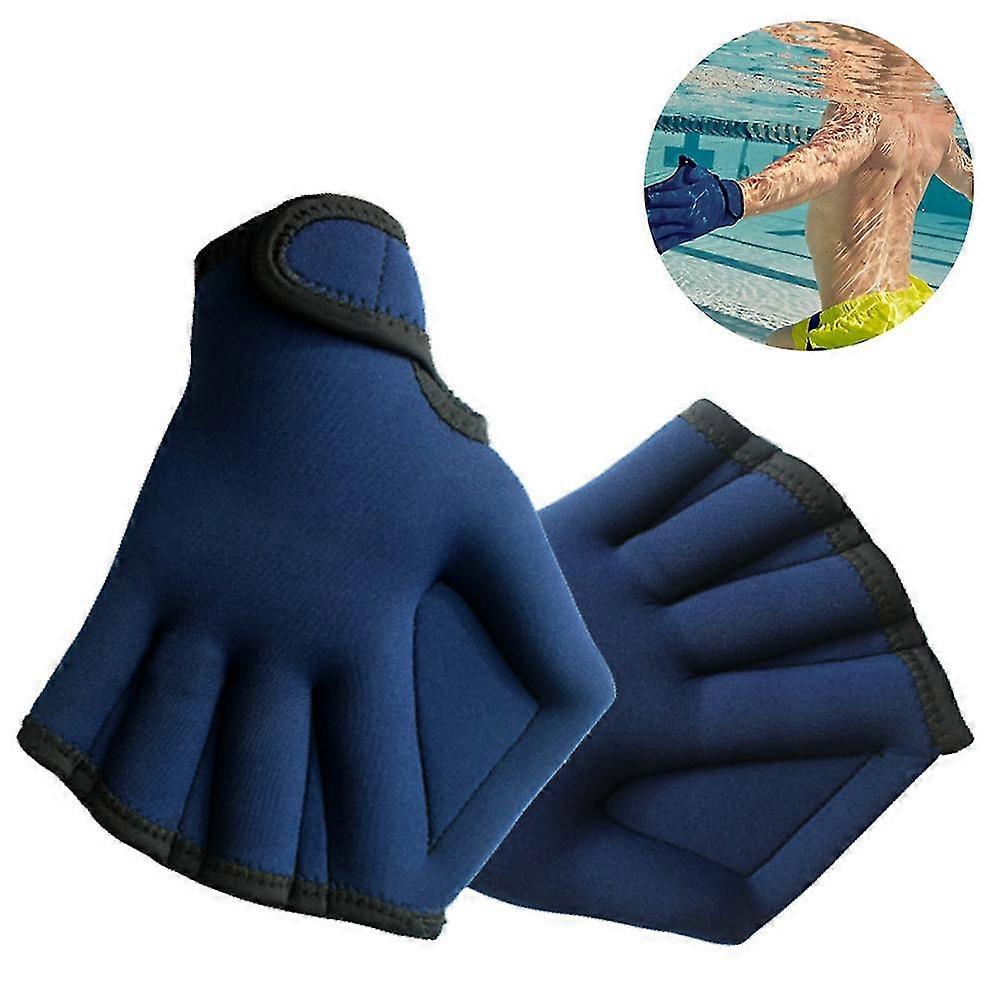 1 Double Fin Swimming Gloves Training Fit Paddle Diving Hand Net