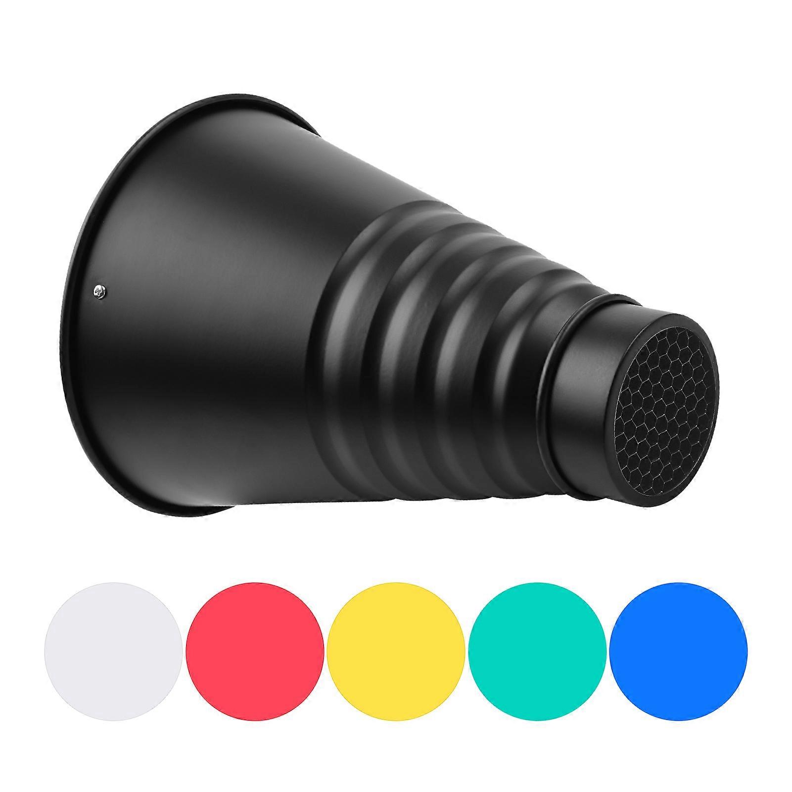 Large Conical Snoot with Honeycomb 5pcs Color Filters Aluminum Alloy for Bowens Mount Strobe Monolight Flash Photography Studio