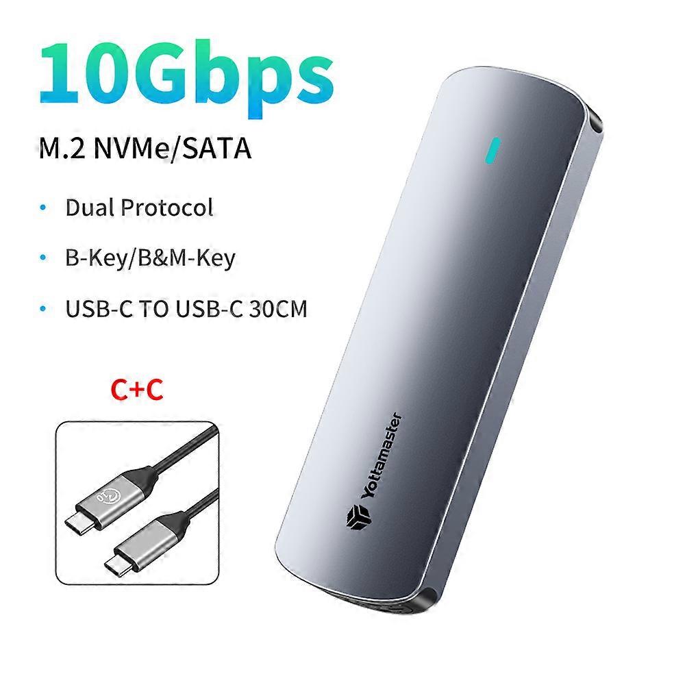 Yottamaster M.2 NVMe/SATA Dual Protocol Hard Disk Enclosure Type-C USB3.2  Gen2 10Gbp SSD External Storage Box 4TB SSD Case