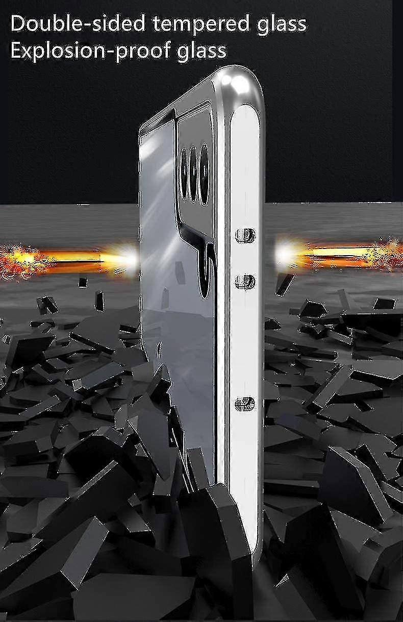 Caixa magnética de metal compatível com Samsung Galaxy S23 Ultra / S23 + / S23 com protetor de tela de vidro temperado Hd