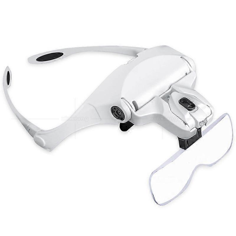 Head Mounted Magnifying Glass With 5 Different Magnification Lenses And Two Led Lights For Maintenance And Inspection