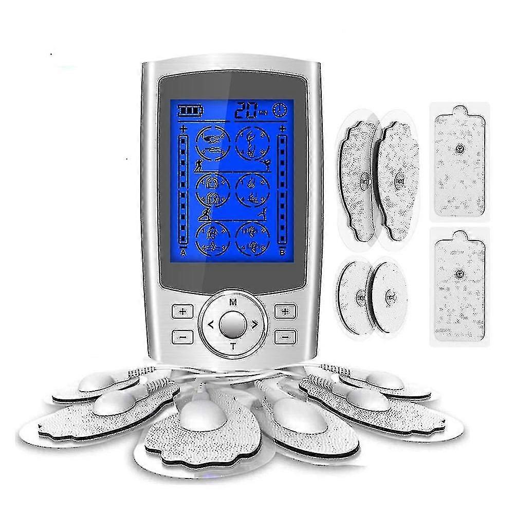 Dual Channel Tens Ems Unit 24 Modes Muscle Stimulator With 10 Pads