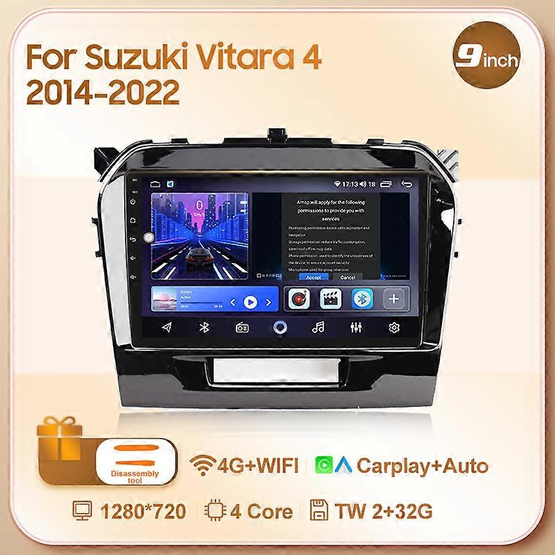 9 Autoradio per auto per Suzuki vitara 4 2014-2022 Android 13 Lettore video multimediale 4G GPS stereo Audio Wireless Carplay Unità principale