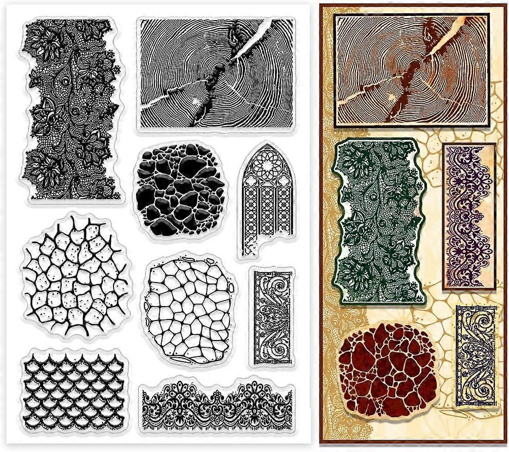 Texture Clear Stamps for Card Making Lace Texture Door Frame Rubber Stamps Retro Transparent Paper Craft Stamp Seals for DIY Scrapbooking Journal and
