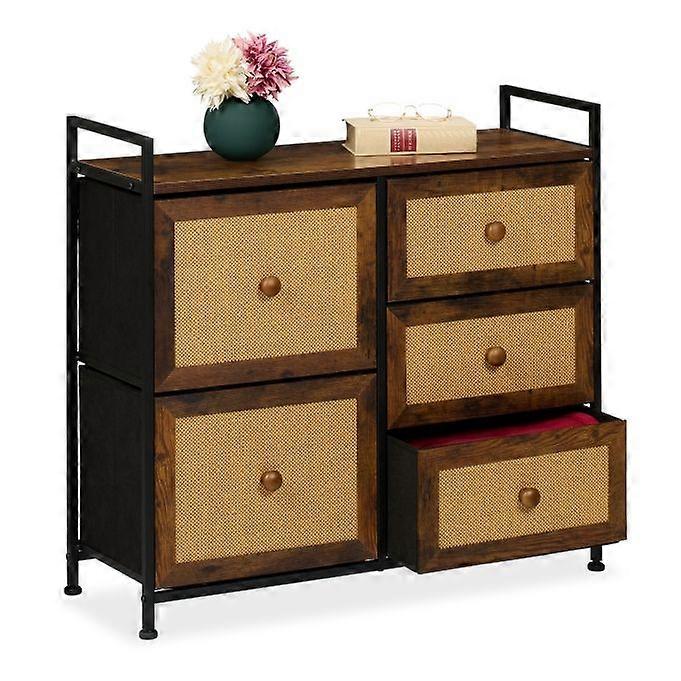 Chest of drawers with 5 drawers in rattan look