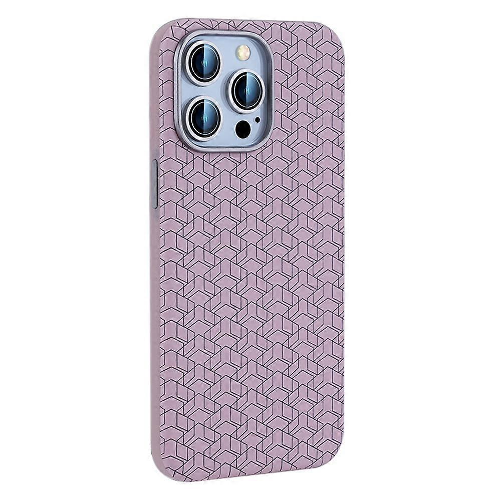 For iPhone 16 Pro Case Compatible with MagSafe Anti-Drop PU TPU Phone Cover Geometric Pattern - Pink