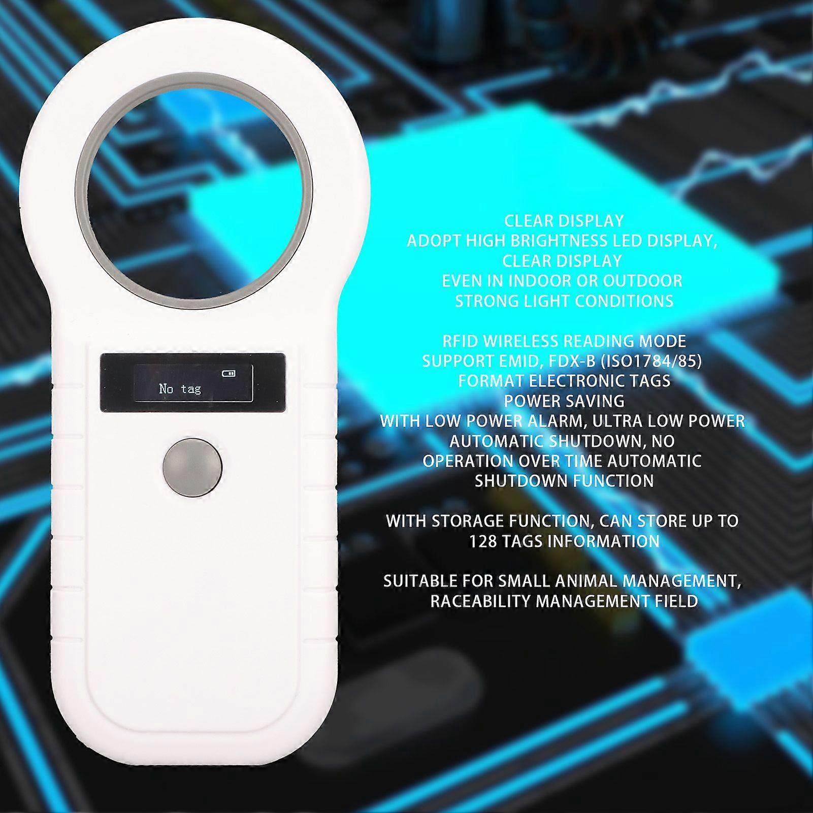 Pet Tag Reader Rechargeable 2.4G Bluetooth 134.2Khz 125Khz Handheld Portable RFID Pet Scanner White