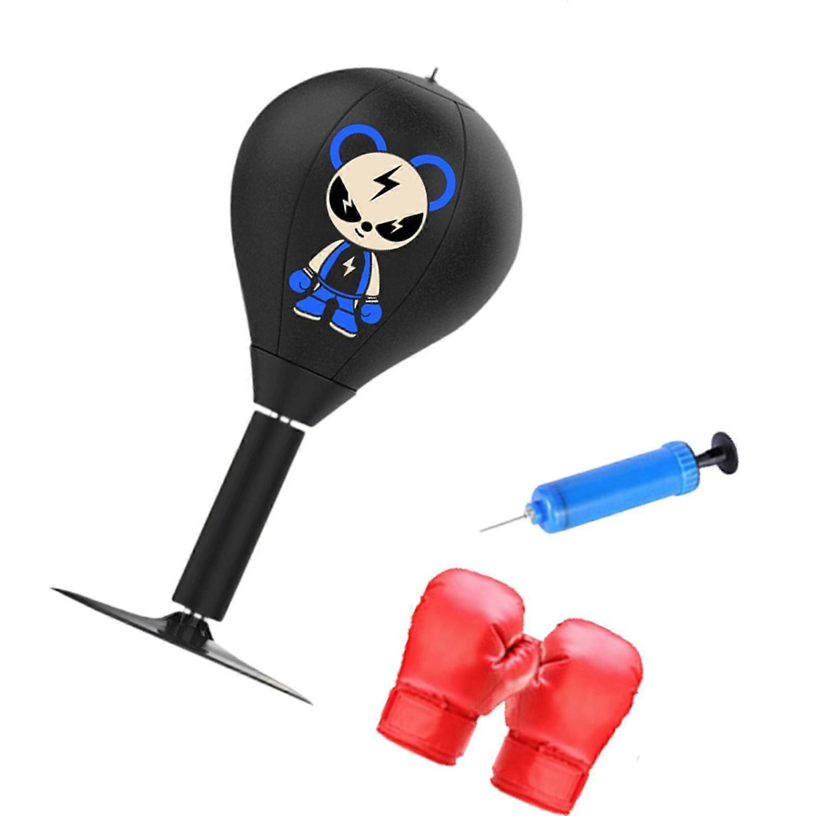 Desktop Punching Bag Suction to Desk Kickboxing Bag for Sparring Workout Mma Bear Pattern