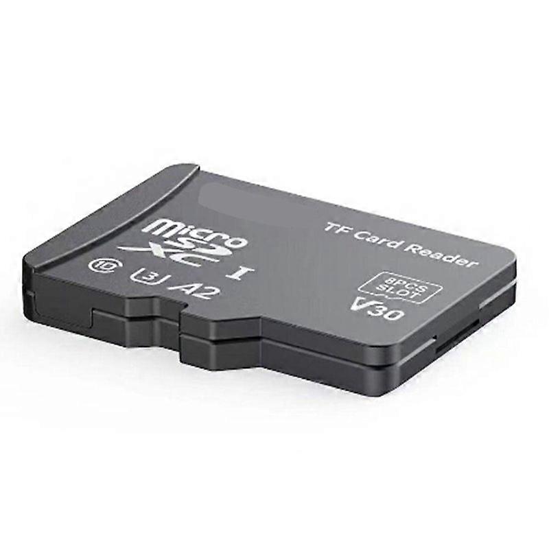 TF Card Reader with TF Card Appearance Design 8 TF Cards Slots Multifunctional High-Speed Memory Card Reader